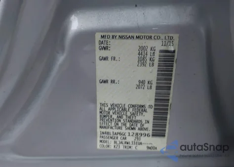 2016 Nissan Altima 3.5 Sl из США, поврежденный, VIN 1N4BL3AP6GC128996